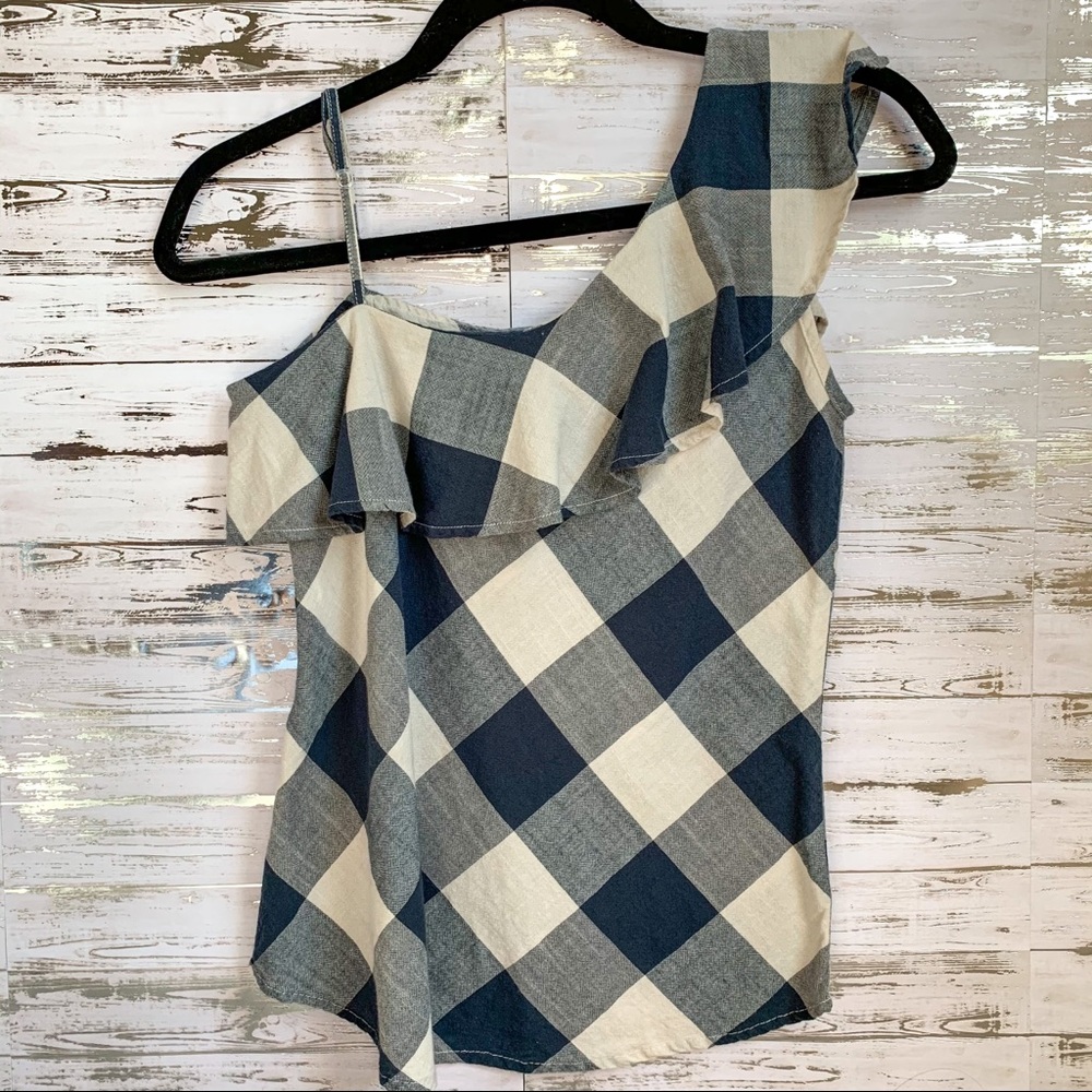 girl crazy Navy and White Checkered Tank